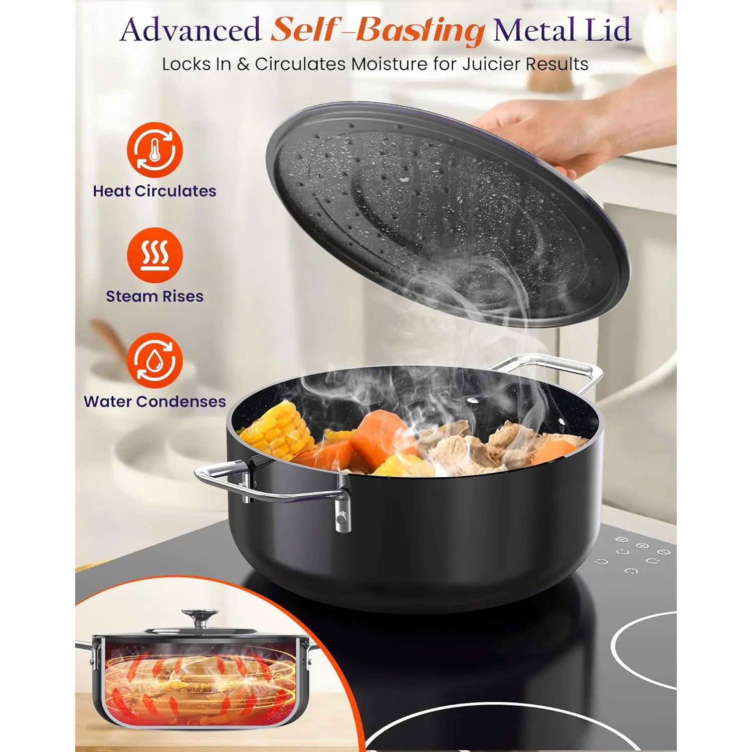 Duralon Blue Essential Series Non-Stick Cookware 5-Piece Set - Image 3