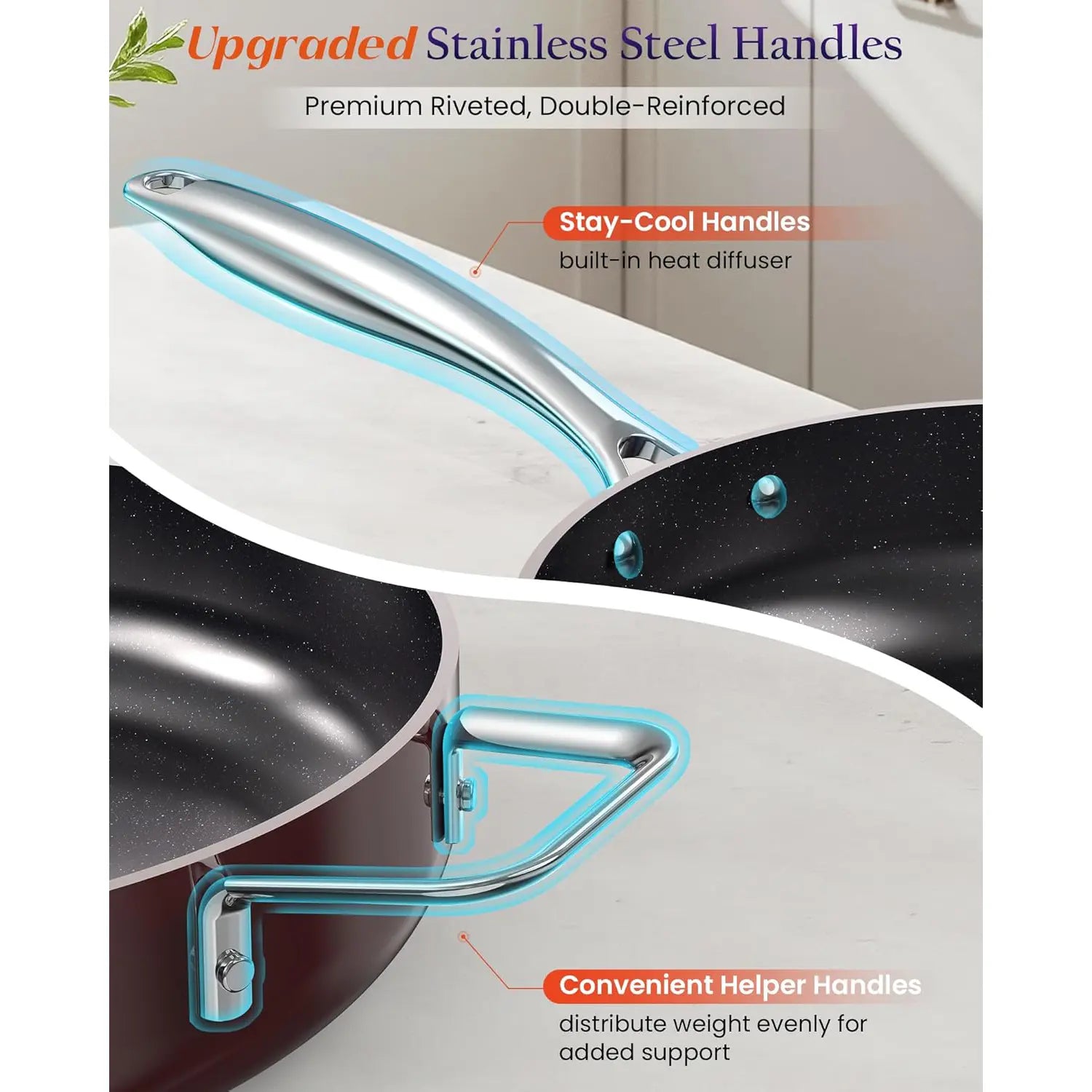 Duralon Blue Essential Series Non-Stick Cookware 5-Piece Set - Image 8