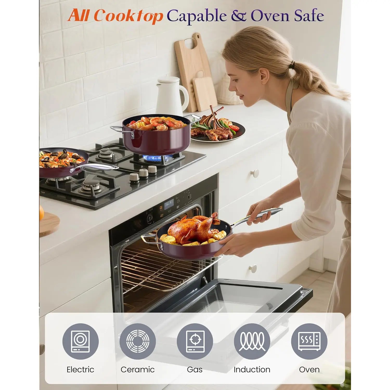 Duralon Blue Essential Series Non-Stick Cookware 5-Piece Set - Image 12