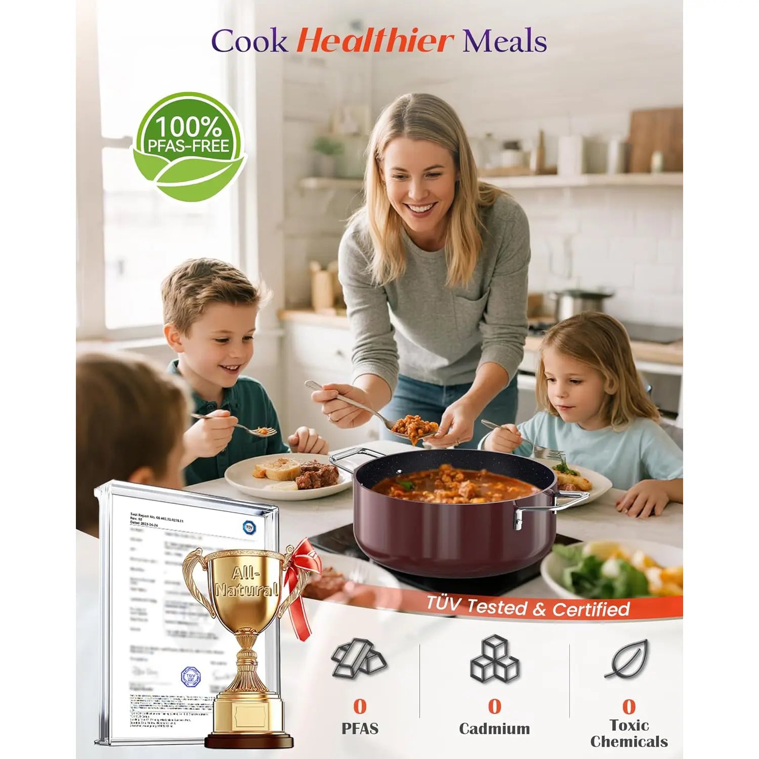 Duralon Blue Essential Series Non-Stick Cookware 5-Piece Set - Image 13