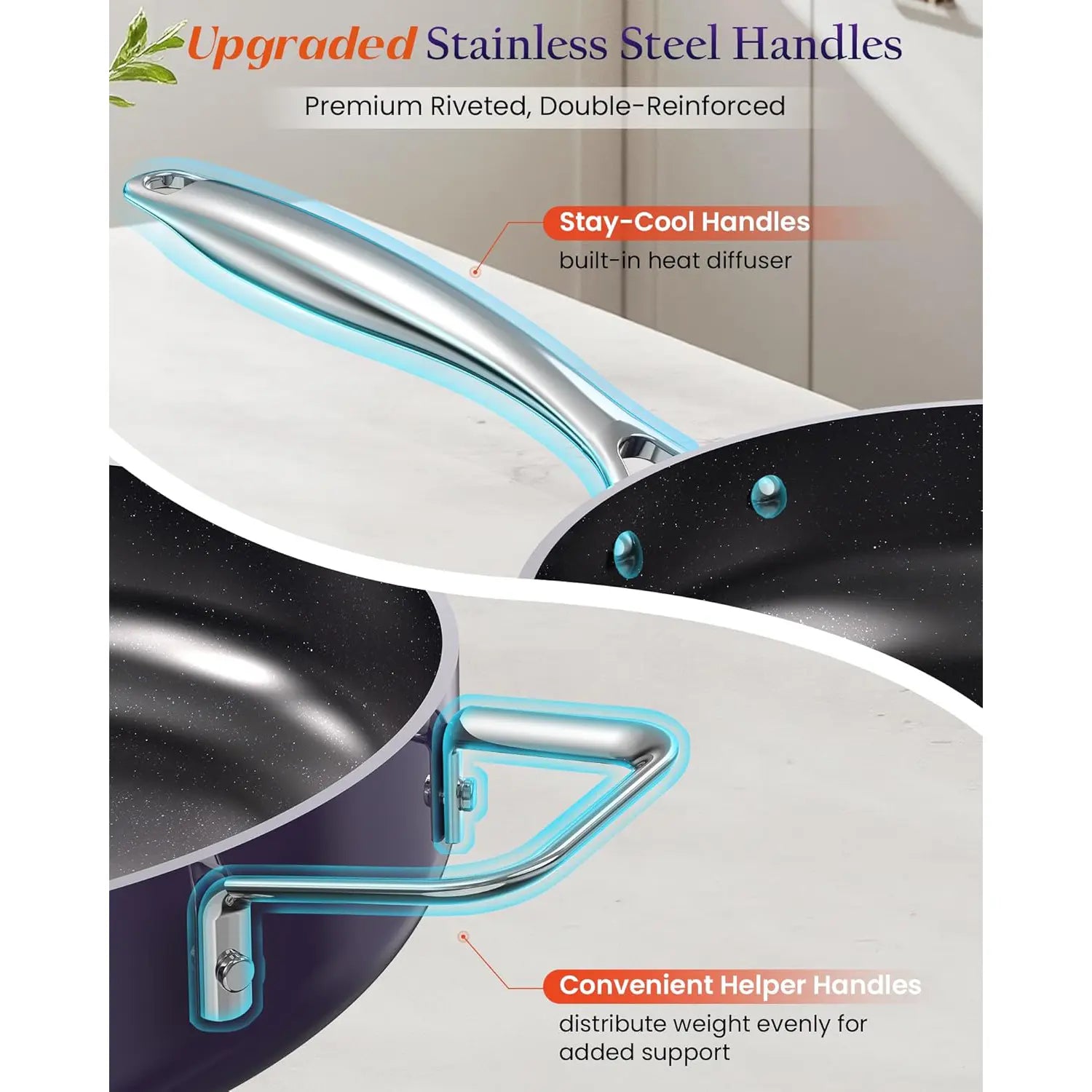 Duralon Blue Essential Series Non-Stick Cookware 5-Piece Set - Image 16